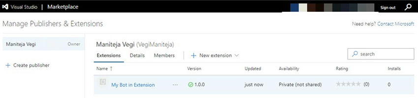 Manage publisher and extension